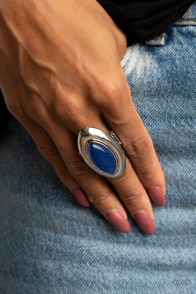 Sahara Seer - Blue Oversized Almond Shape Stone Paparazzi Ring