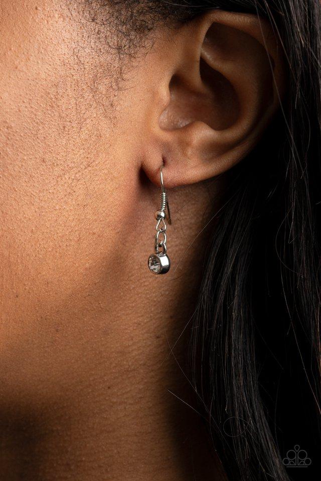 Royal Redux - Blue & White Rhinestone Extended Pendant Paparazzi Necklace & matching earrings