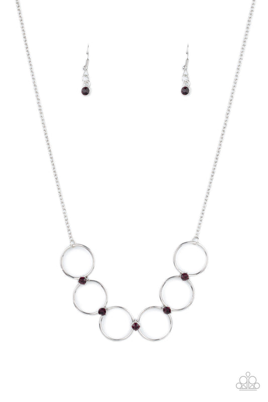Regal Society - Purple Dainty Rhinestones & Silver Rings Paparazzi Necklace & matching earrings