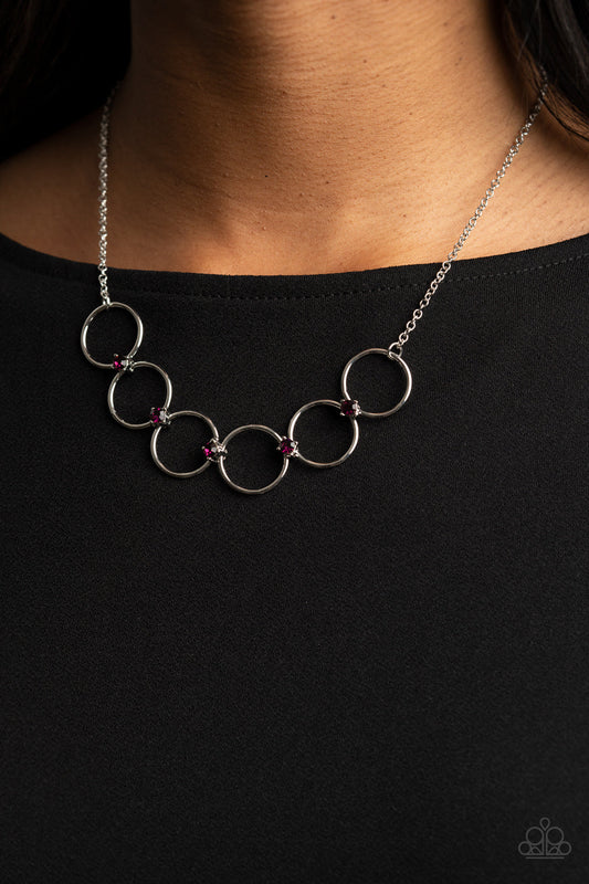 Regal Society - Purple Dainty Rhinestones & Silver Rings Paparazzi Necklace & matching earrings