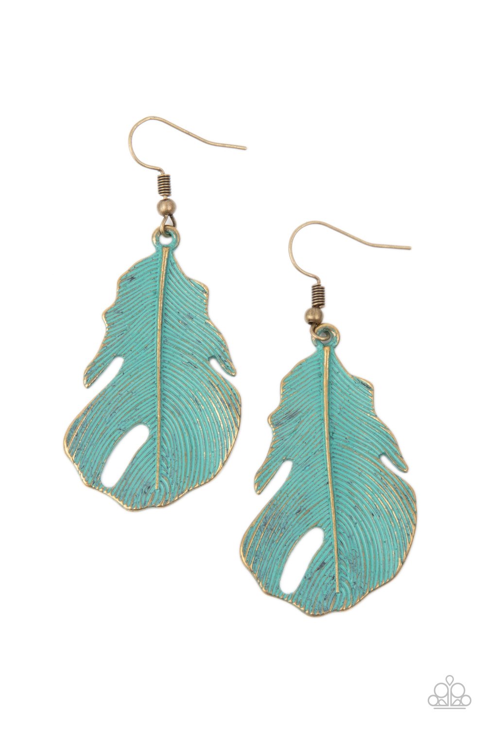 Heads QUILL Roll - Brass Feather/Patina Finish Paparazzi Earrings