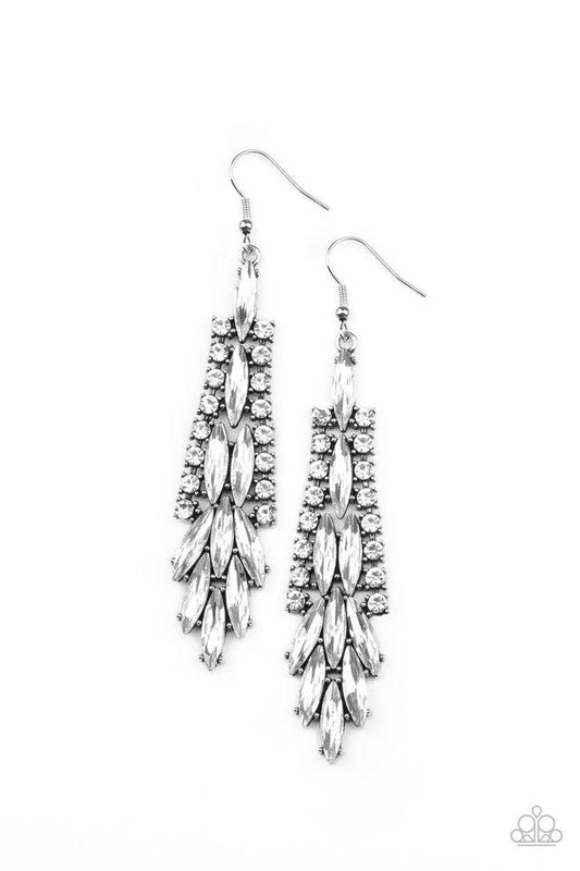 Crown Heiress - White Rhinestone Paparazzi Earrings