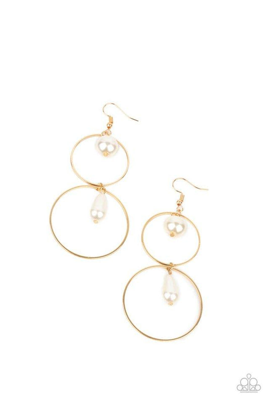 Cultured in Couture - Gold Frame Paparazzi Earrings