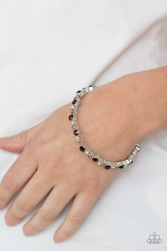 Twinkly Trendsetter - Purple, Dark Purple, & White Rhinestone Paparazzi Bangle Bracelet