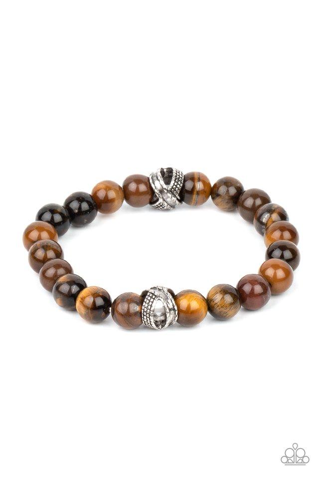 ZEN Commandments - Brown Tiger's Eye Stone Paparazzi Stretch Bracelet