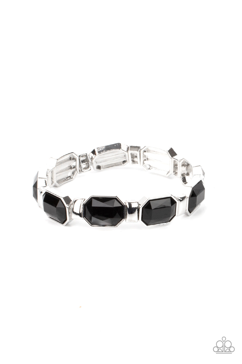 Fashion Fable - Black Faceted Beaded Paparazzi Stretch Bracelet