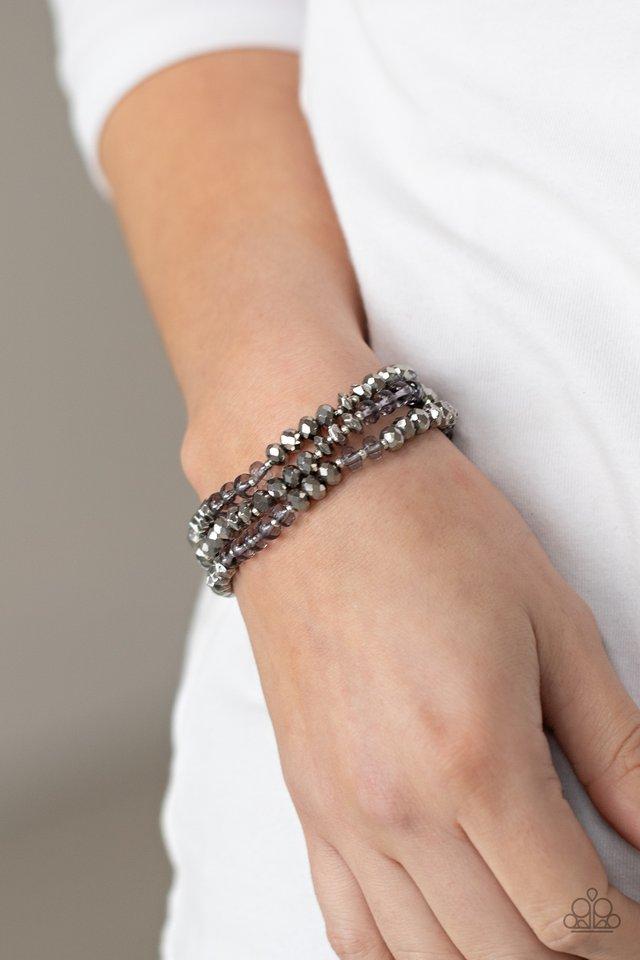 Stellar Strut - Silver Beaded Set of 3 Paparazzi Stretch Bracelets