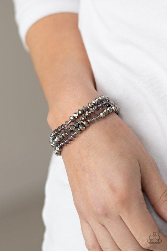 Stellar Strut - Silver Beaded Set of 3 Paparazzi Stretch Bracelets