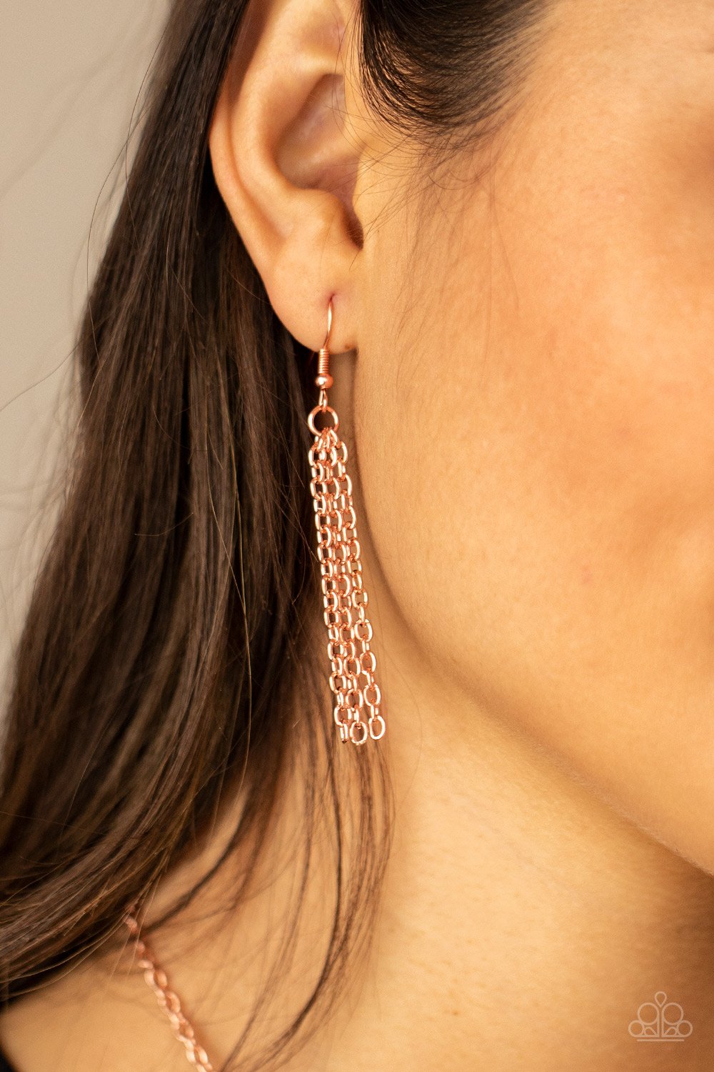 Prairie Fairytale - Copper/Dewy White Teardrop Beaded Paparazzi Necklace & matching earrings