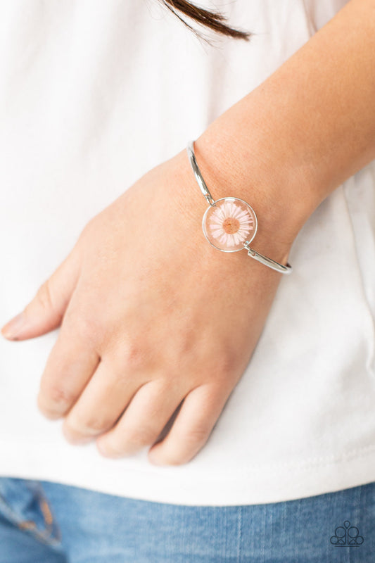 Cottage Season - Pink Daisy & Arcing Siler Bar Paparazzi Adjustable Bracelet