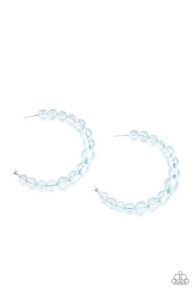 In The Clear - Blue Cerulean Beaded Paparazzi Hoop Earrings