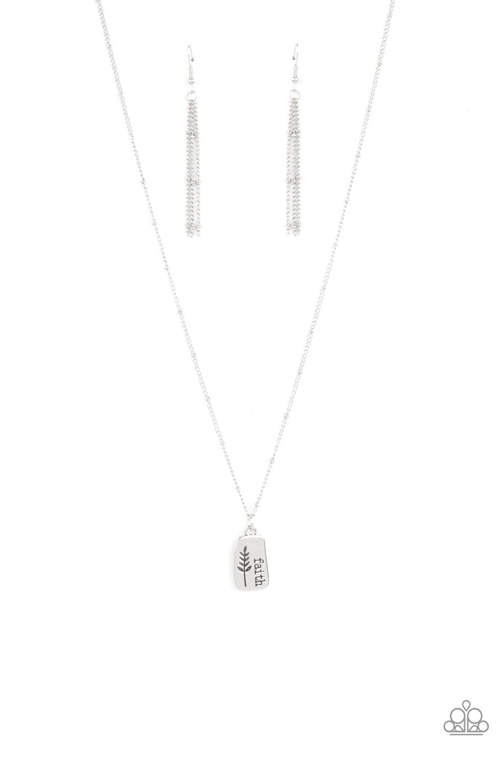 Faith Over Fear - Silver Asymmetrical "Faith" Plate Pendant Paparazzi Necklace & matching earrings