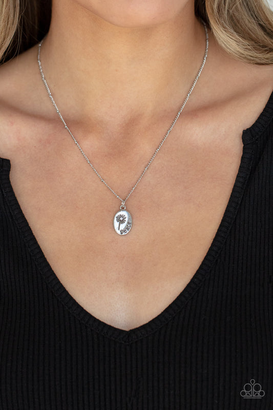 Be The Peace You Seek - Silver "Peace" Pendant Paparazzi Necklace & matching earrings