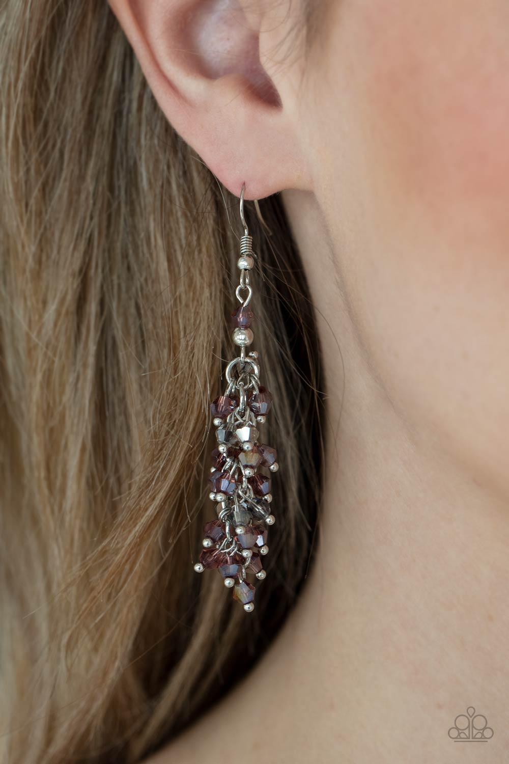 Celestial Chandeliers - Purple Iridescent Beaded Paparazzi Earrings