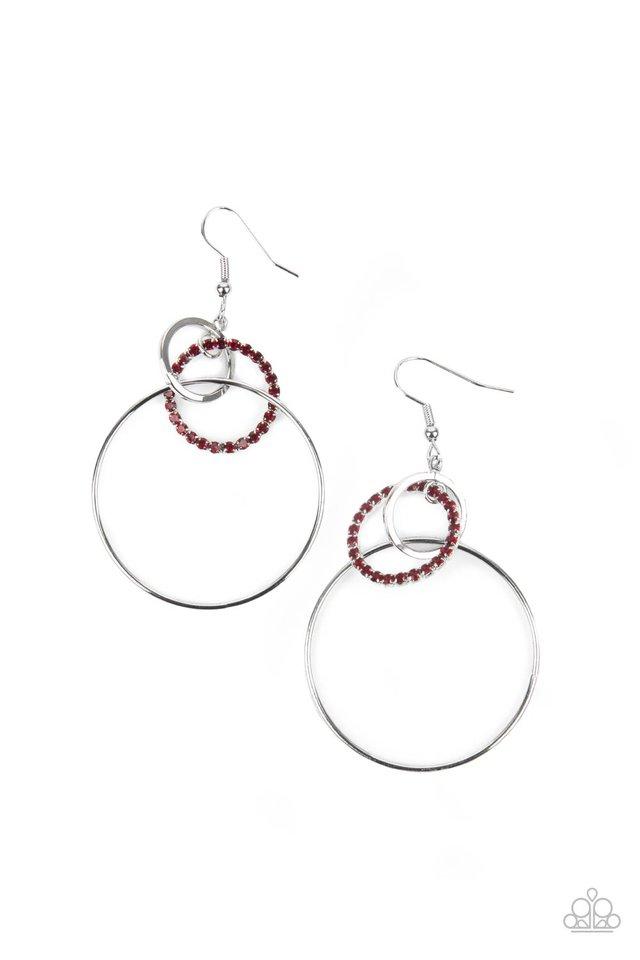 In An Orderly Fashion - Red Rhinestone Paparazzi Earrings