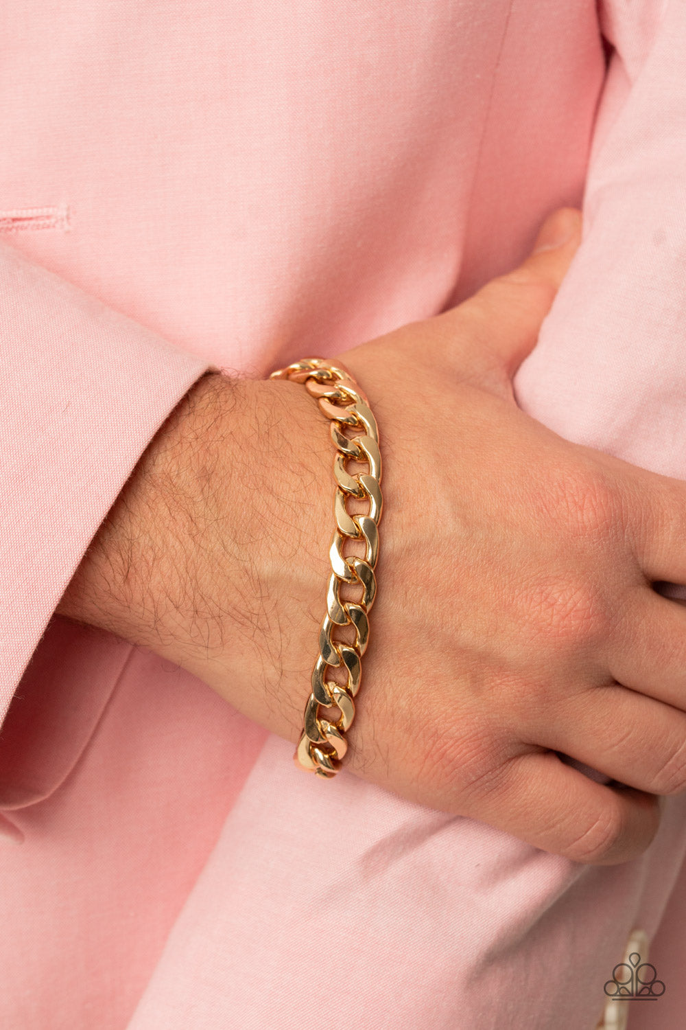 Knock, Knock, KNOCKOUT - Gold Thick Curb Chain Paparazzi Men's Adjustable Bracelet