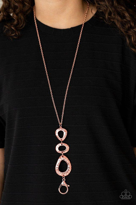 Gallery Artisan - Copper Paparazzi LANYARD Necklace & matching earrings
