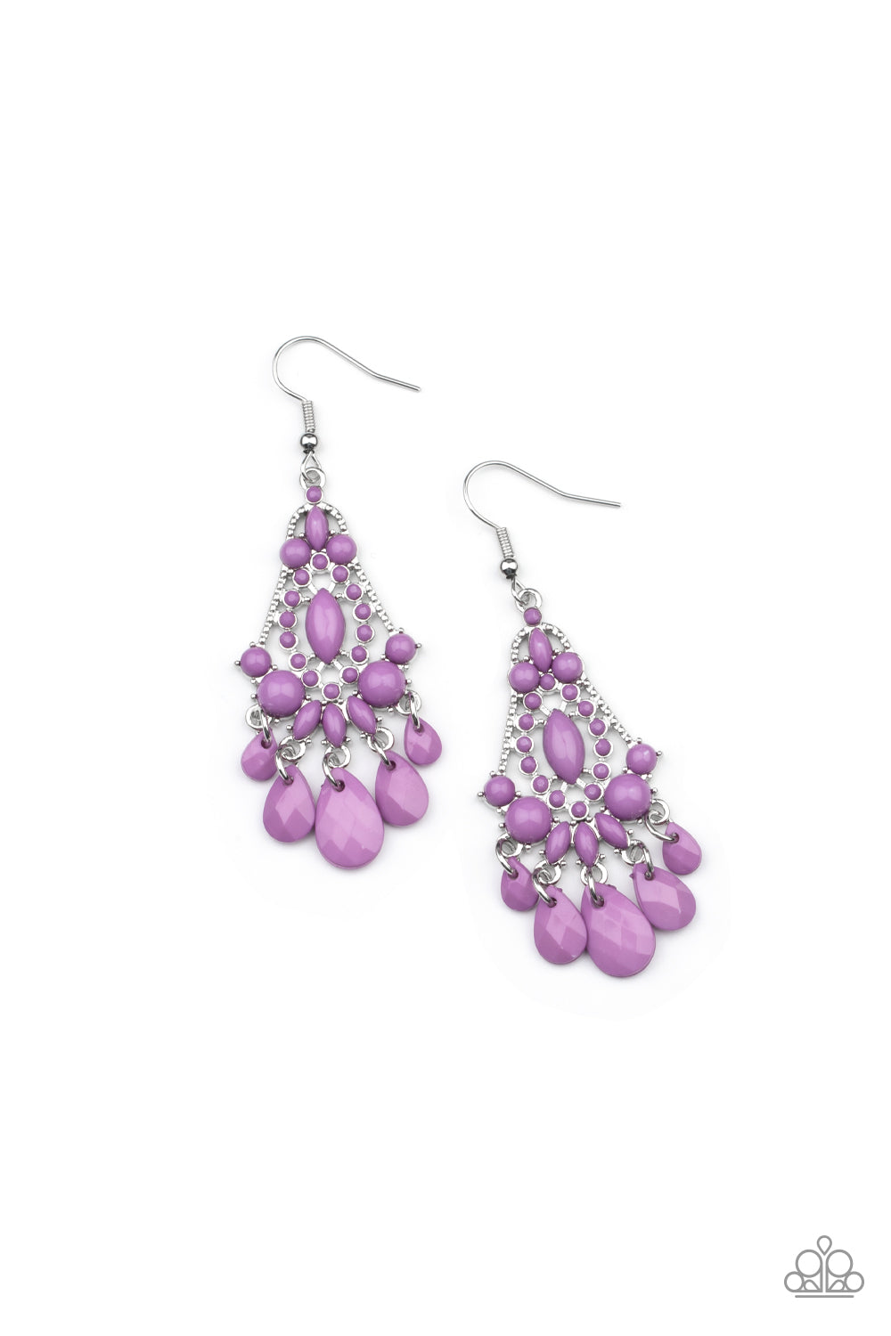 STAYCATION Home - Purple Faceted Teardrop Fringe Paparazzi Earrings