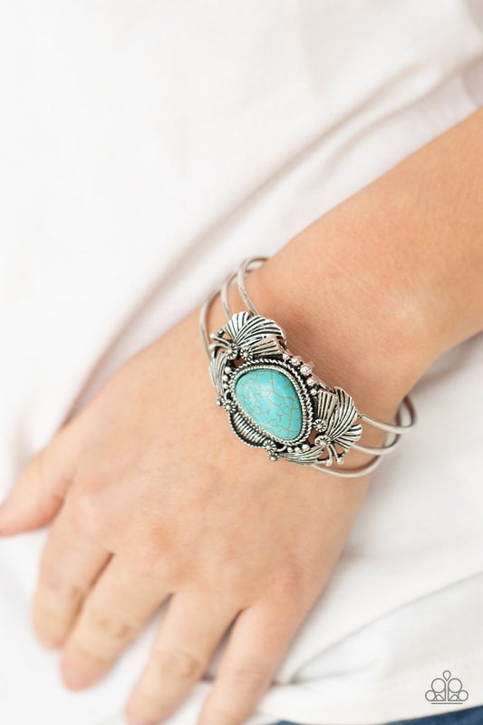 Western Wonderland - Blue/Turquoise Asymmetrical Stone & Rustic Silver Paparazzi Cuff Bracelet