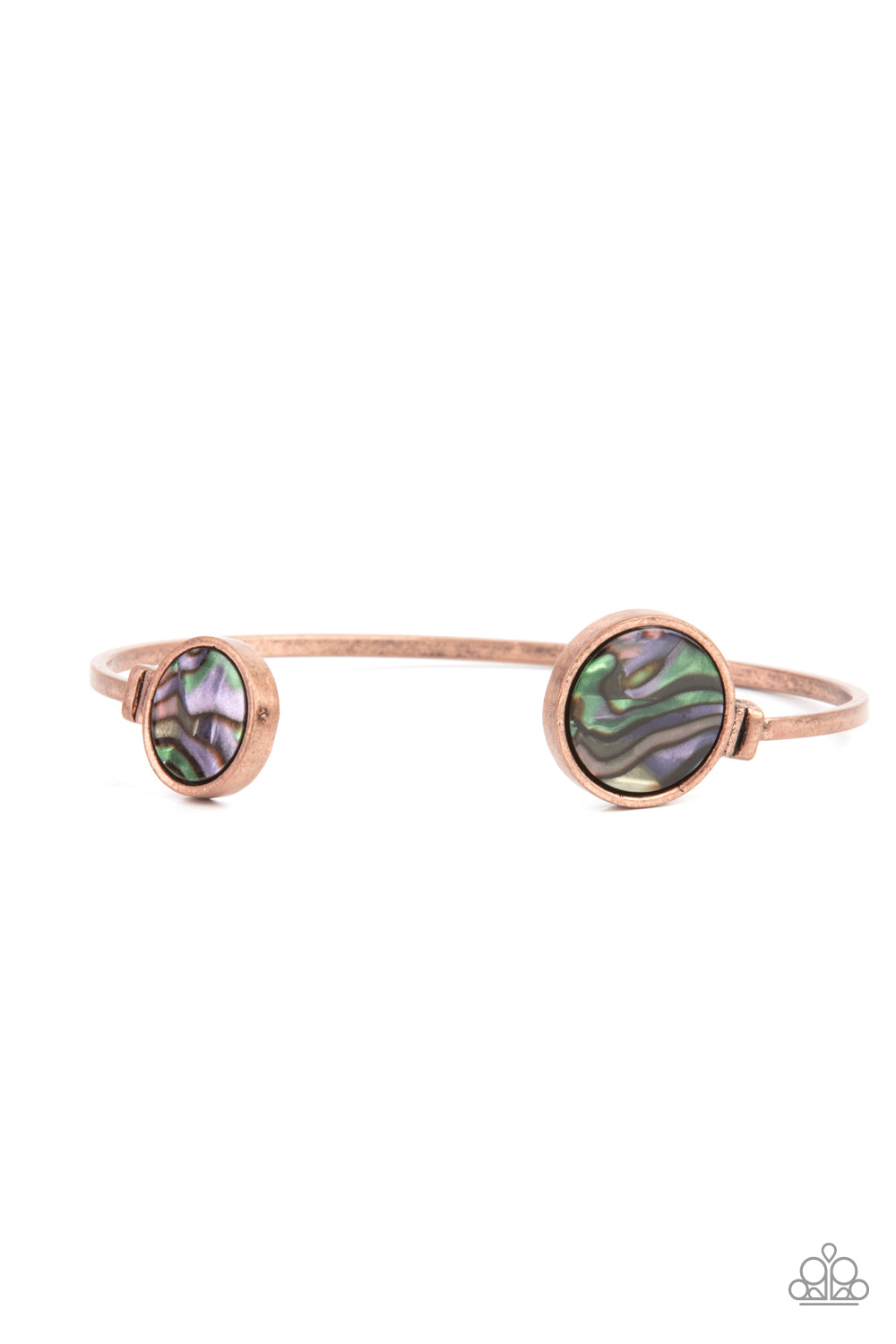 Space Oracle - Copper Antiqued Frames & Iridescent Multicolored Shell Paparazzi Cuff Bracelet