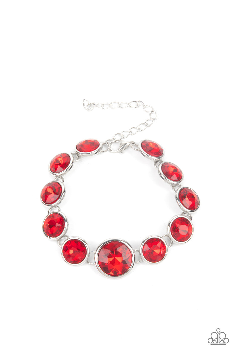 Lustrous Luminosity - Red Oversized Gem Paparazzi Adjustable Bracelet