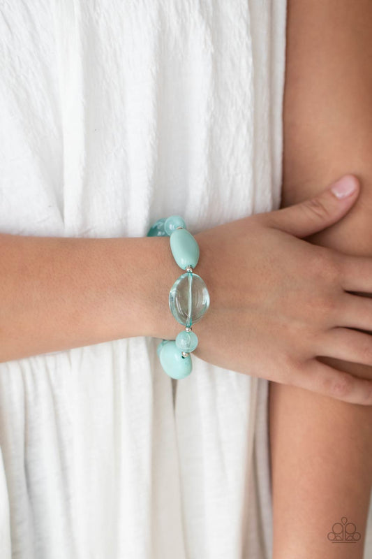 I Need a STAYCATION - Blue Faux Stone Beaded Paparazzi Stretch Bracelet