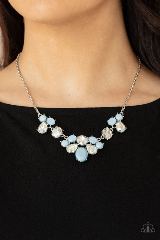 Ethereal Romance - Blue Varying Opacity & Shape Beaded Paparazzi Necklace & matching earrings