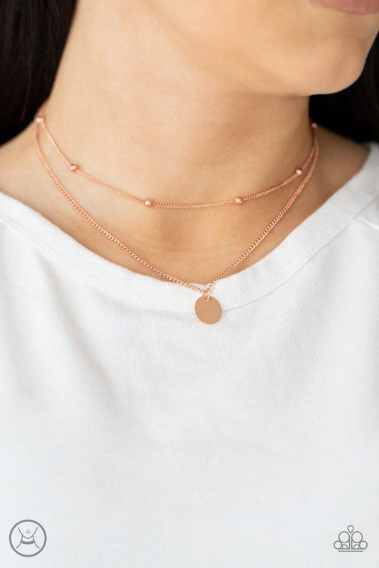 Modestly Minimalist - Copper Beaded Dainty Chain Paparazzi Choker Necklace & matching earrings