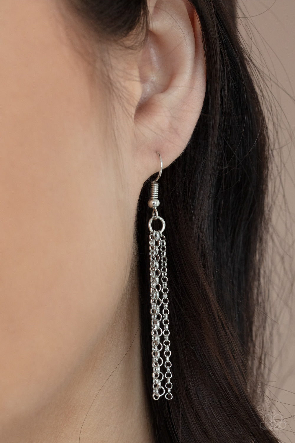 Palm Promenade - Silver Palm Leaf & Chain Pendant Paparazzi Necklace & matching earrings