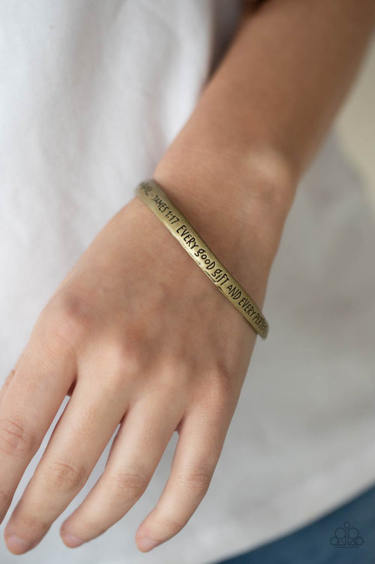 Perfect Present - Brass "James 1:17" Engraved Paparazzi Bangle Bracelet