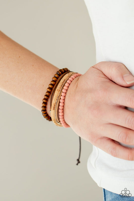 STACK To Basics - Pink Wooden Beaded Paparazzi Urban Bracelet