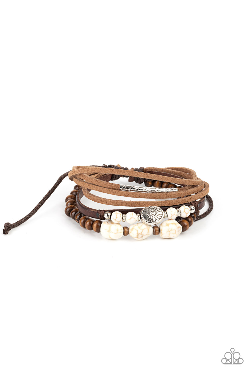 Act Natural - White Stones & Silver Flower Accents Paparazzi Urban Bracelet