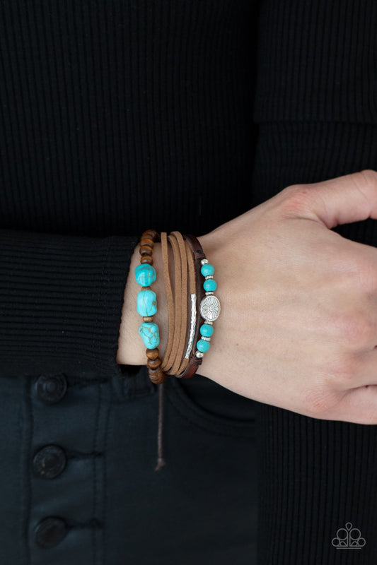 Act Natural - Blue/Turquoise Stones & Silver Accents Paparazzi Urban Bracelet