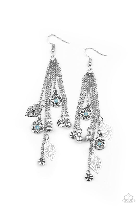 A Natural Charmer - Blue Cerulean Rhinestone/Silver Charm Paparazzi Earrings