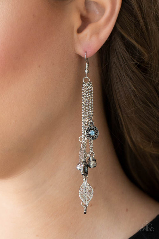 A Natural Charmer - Blue Cerulean Rhinestone/Silver Charm Paparazzi Earrings