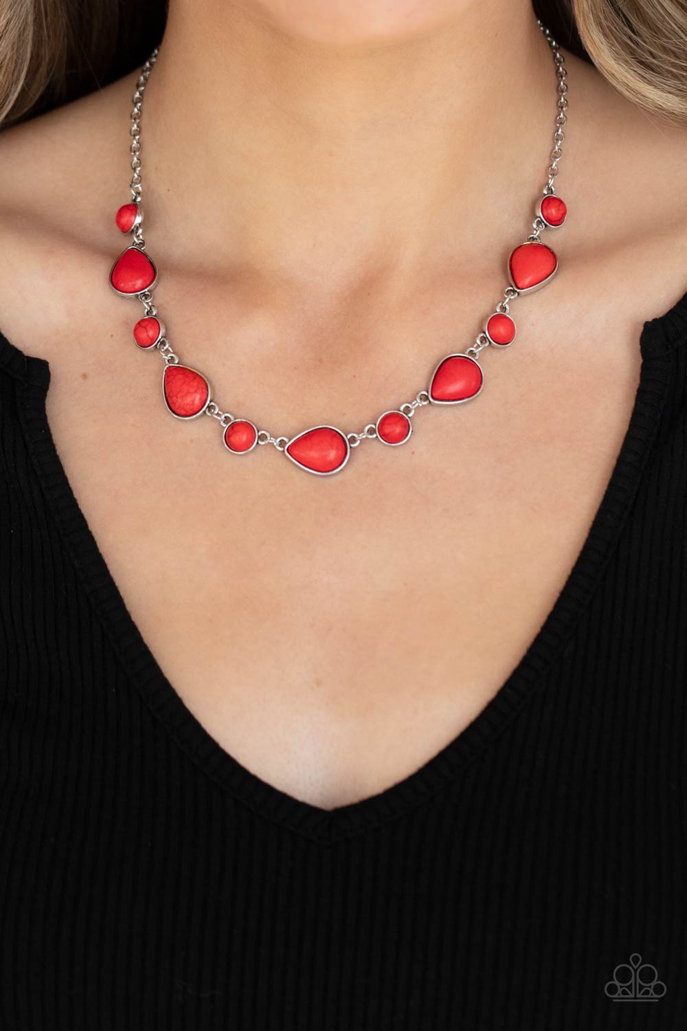 Heavenly Teardrops - Red Round & Teardrop Stone Paparazzi Necklace & earrings