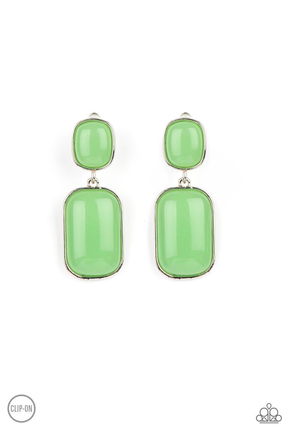 Meet Me At The Plaza - Green Ash Beaded Paparazzi Clip-On Earrings