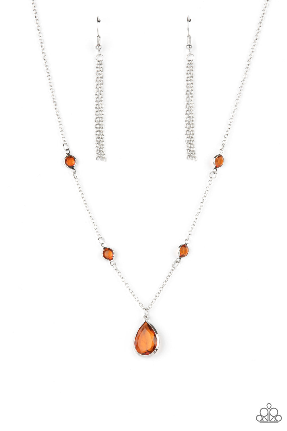 Romantic Rendezvous - Brown Teardrop Gem Paparazzi Necklace & matching earrings