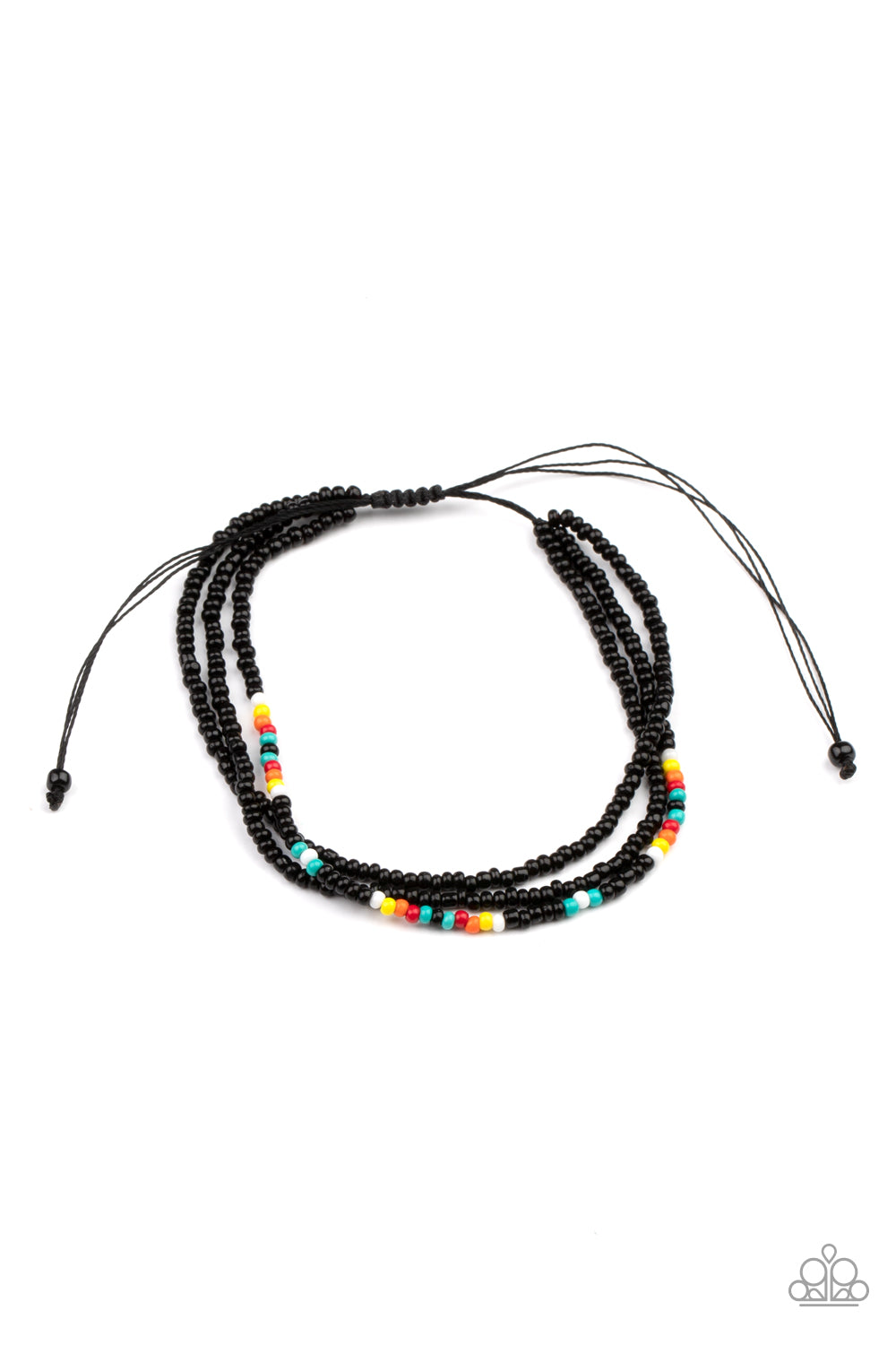 Basecamp Boyfriend - Black & Multi Colored Seed Bead Paparazzi Urban Bracelet