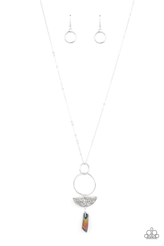 Monumental Obelisk - Multi Stone-Like Obelisk & Silver Pendant Paparazzi Necklace & matching earrings