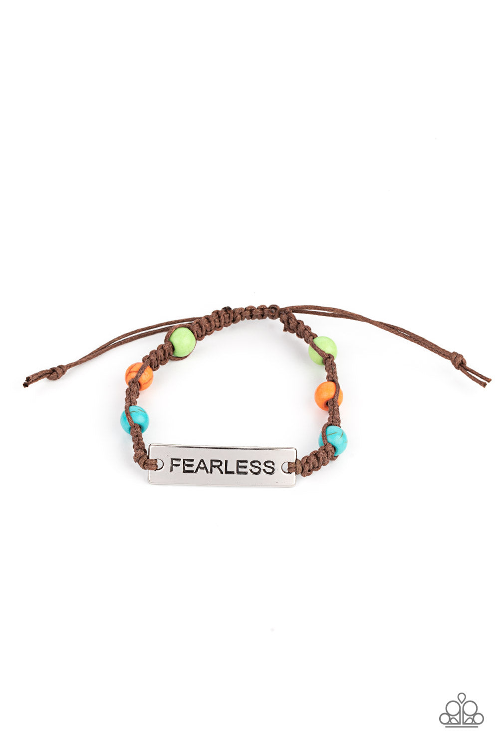 Conversation Piece - Multi Beaded & "FEARLESS" Silver Plate Paparazzi Urban Bracelet