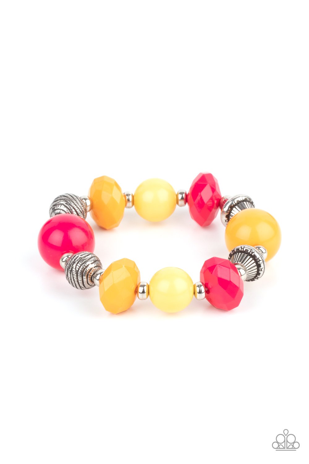 Day Trip Discovery - Multi Raspberry Sorbet, Marigold, & Primrose Beaded Paparazzi Stretch Bracelet