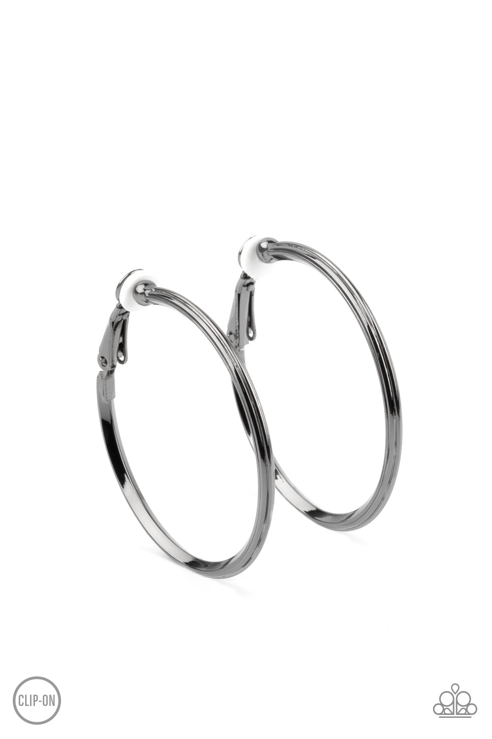 City Classic - Gunmetal CLIP-ON Hoop Paparazzi Earrings