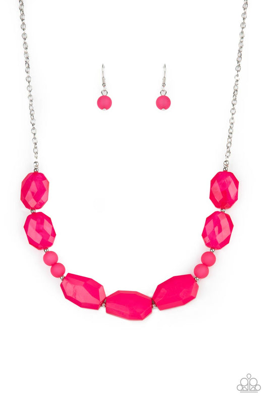 Melrose Melody - Pink Raspberry Sorbet Beaded Paparazzi Necklace & matching earrings