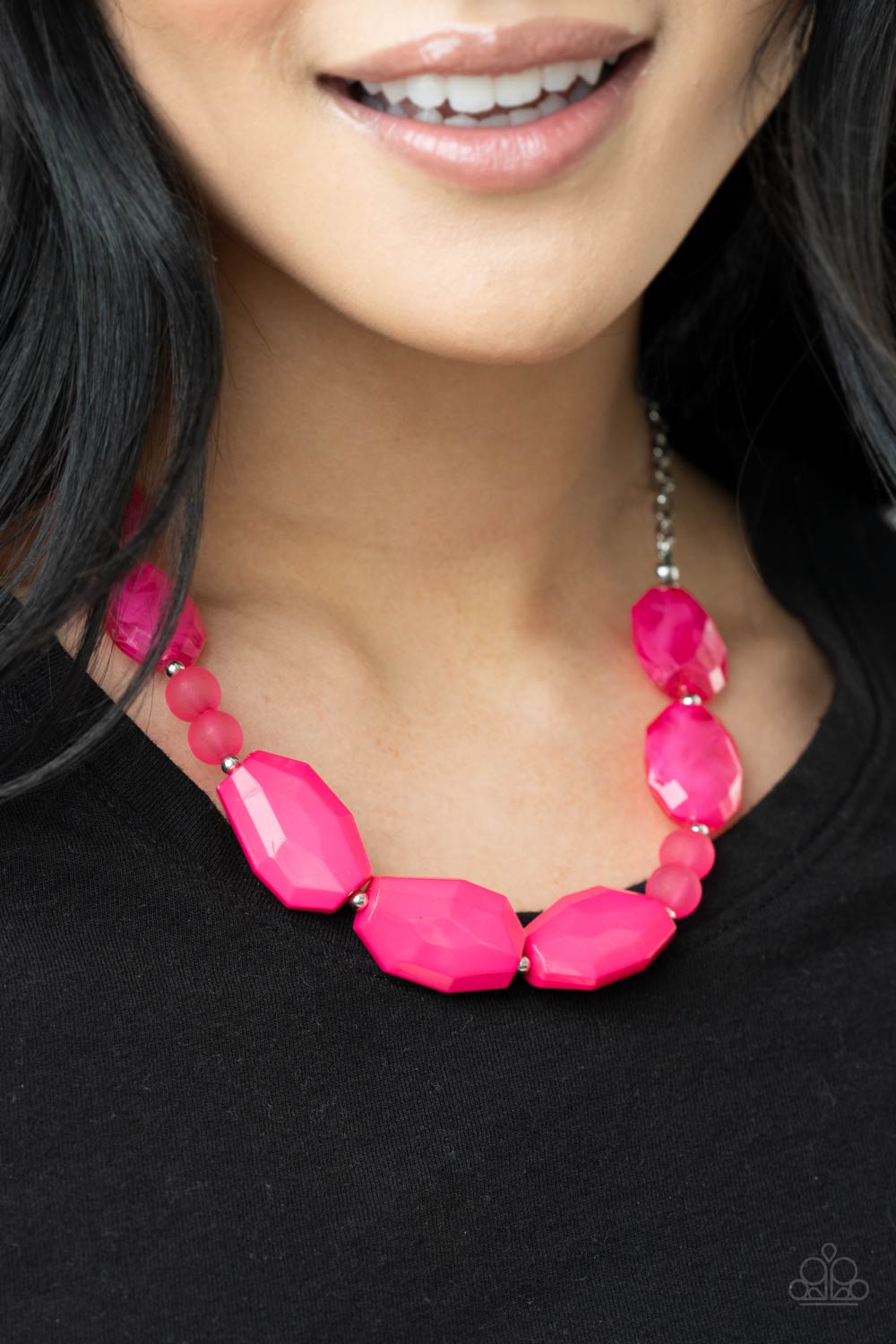 Melrose Melody - Pink Raspberry Sorbet Beaded Paparazzi Necklace & matching earrings