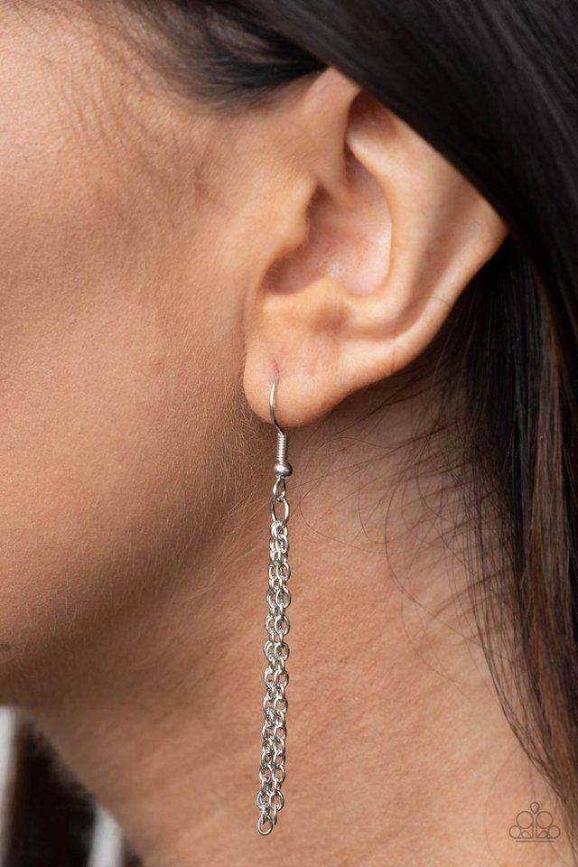 The Cool Mom - Silver "Mom" Pendant Paparazzi Necklace & matching earrings