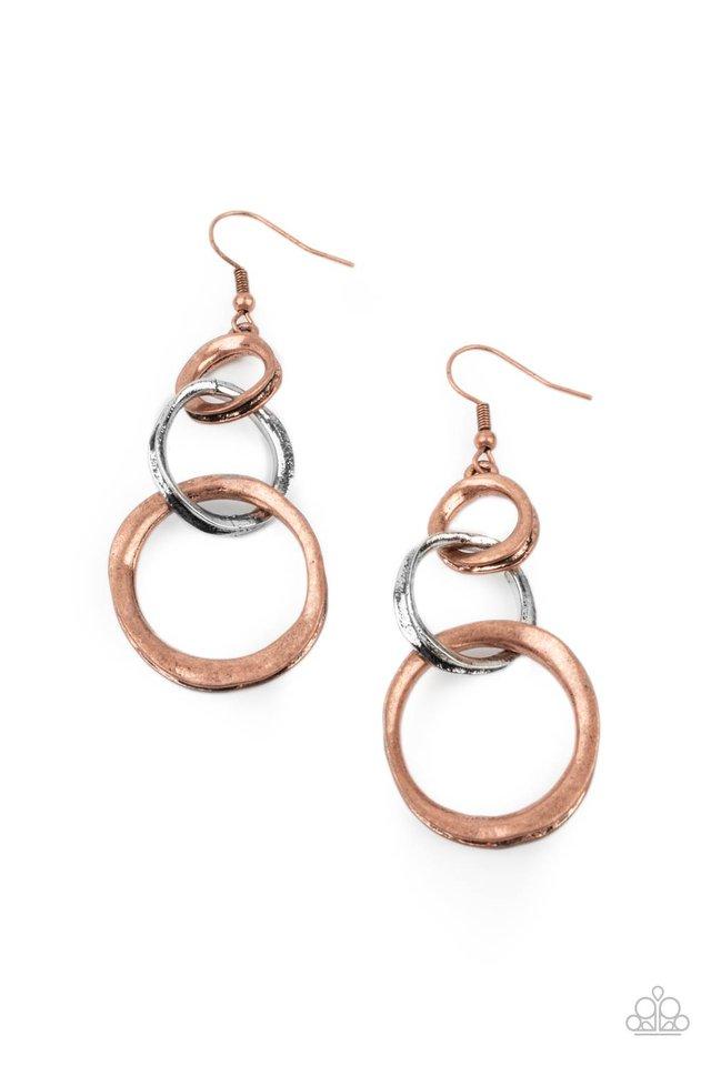 Harmoniously Handcrafted - Copper & Silver Paparazzi Earrings