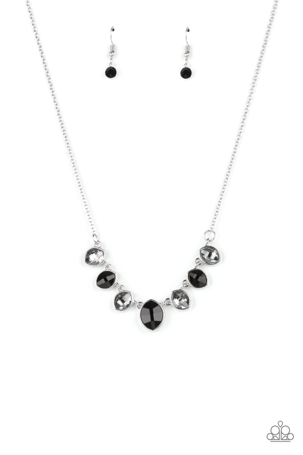 Material Girl Glamour - Black & Smoky Rhinestone Paparazzi Necklace & matching earrings