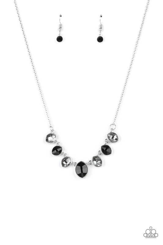 Material Girl Glamour - Black & Smoky Rhinestone Paparazzi Necklace & matching earrings