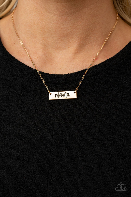 Blessed Mama - Gold "Mama" Stamped Pendant Paparazzi Necklace & matching earrings